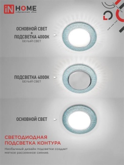 Светильник точечный GX53R-R22L-crystal GX53 IP20 230В встраив. с подсветкой голуб./хром. IN HOME 4690612016535