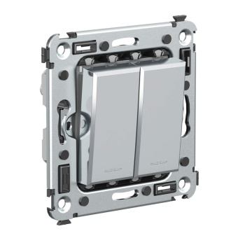 Переключатель 2-кл. 2мод. СП Avanti "Закаленная сталь" 16А сер. DKC 4404114