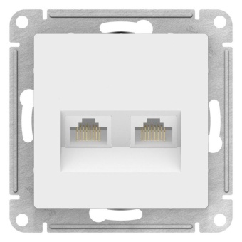 Розетка компьютерная 2-м AtlasDesign RJ45+RJ45 кат.5E механизм лотос SE ATN001385