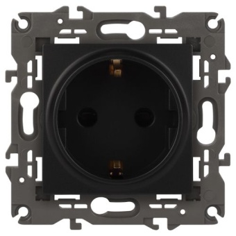 Розетка 1-м СП Эра Elegance 14-2101-05 16А IP20 16AX 250В 2P+E Schuko антрацит Эра Б0034269