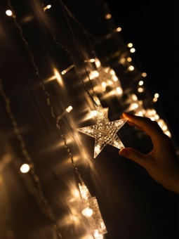 Гирлянда Бахрома "Арка" (с насадками-звездами) ICLD136WW-C-ST 136LED 2.5х1.2м 8режимов IP20 тепл. бел. SHLights 4690601054234