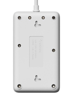 Удлинитель с сетевым фильтром 3х5м 10А 4USB + 2USBC 2500Вт ПВС 3х1 прямоуг. бел. КОСМОС FKsmPR-5m-3g(W)USB