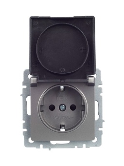 Розетка BRITE РСбш10-3-БрС 16А IP20 с заземл. защ. шторки с крышкой механизм сталь IEK BR-R16-16-K46